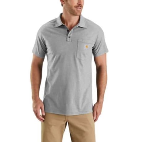 Carhartt Force Men's Large Heather Gray Short Sleeve Pocket Polo