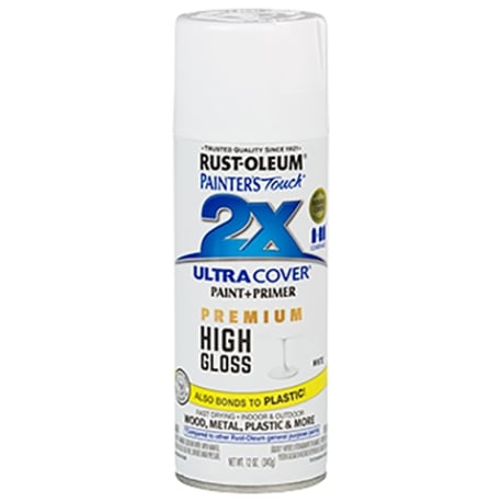 Rust-Oleum Painters' Touch 2X White High Gloss Spray Paint + Primer, 12 oz.