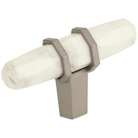 Amerock Carrione Marble White & Satin Nickel T Knob, 2.5 in.