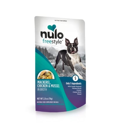 Nulo Freestyle Mackerel, Chicken & Mussel in Broth Wet Dog Food Topper, 2.8 oz.