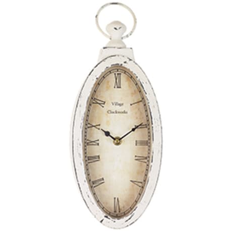 The Country House White Aged Oval Clock