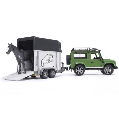 Bruder Toys Land Rover Defender with Horse & Trailer