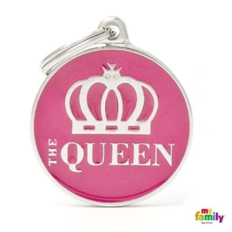 MyFamily Pink Circle "The Queen" ID Tag