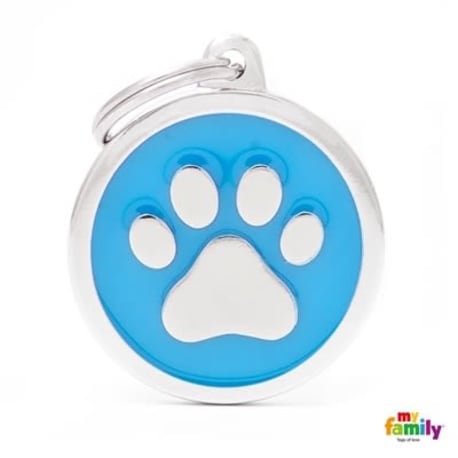 MyFamily Light Blue Circle Paw ID Tag