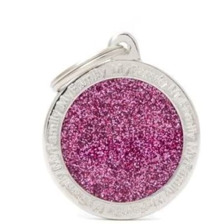 MyFamily Pink Glitter Circle ID Tag