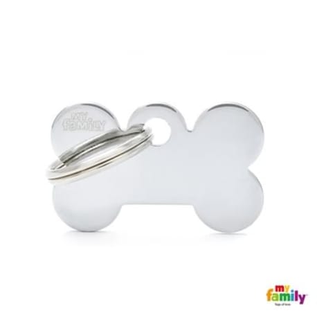 MyFamily Small Chrome Brass Bone ID Tag