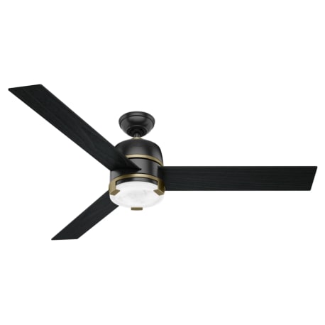 Hunter Matte Black & Black Oak Bureau Ceiling Fan with LED Light, 60 in.