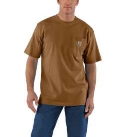 Carhartt Men's Small Oiled Walnut Heather Short Sleeve Pocket Shirt