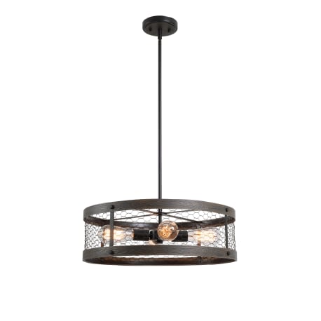 Kenroy Cozy Wood & Oil Rubbed Bronze 4 Light Pendant, 7 in.