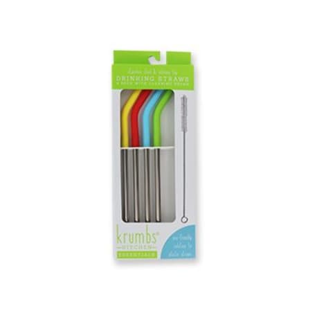 Krumbs Kitchen Stainless Steel and Silicon Straws, 4-Pack