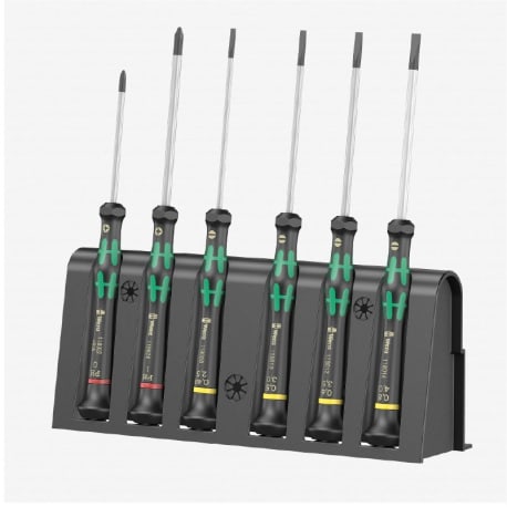 Wera Kraftform Micro Slotted/Phillips Precision Screwdriver Set w/Rack, 7-PC