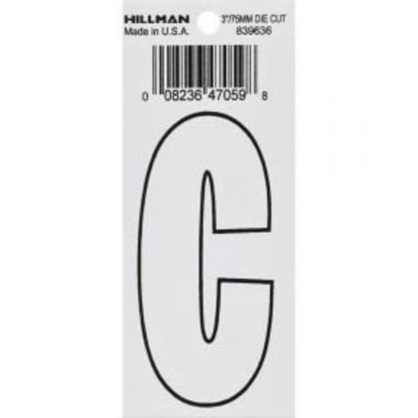 Hillman 3 in. White Matte Vinyl Die Cut Sticker Thin Letter C