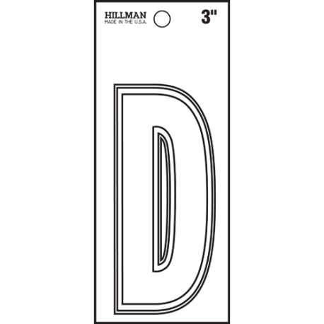 Hillman 3 in. White Matte Die Cut Vinyl Sticker Thin Letter D