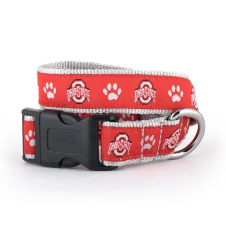 Worthy Dog Small Ohio State & Paw Print Collar