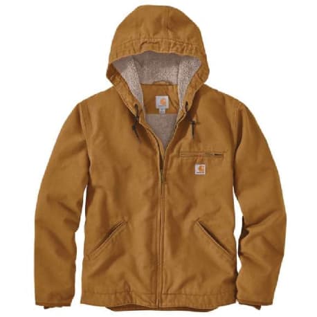 Carhartt Men's Carhartt Brown Washed Duck Sherpa-Lined Hooded Jacket, 2X Tall