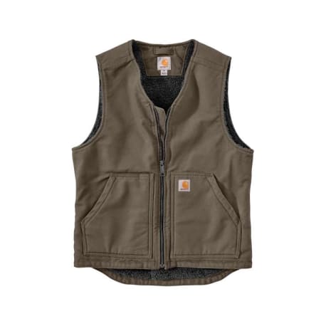 Carhartt Men's Driftwood Washed Duck Sherpa-Lined Vest, 3XL Regular