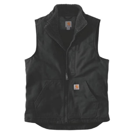 Carhartt Men's 2X Black Washed Duck Sherpa Lined Mock Neck Vest