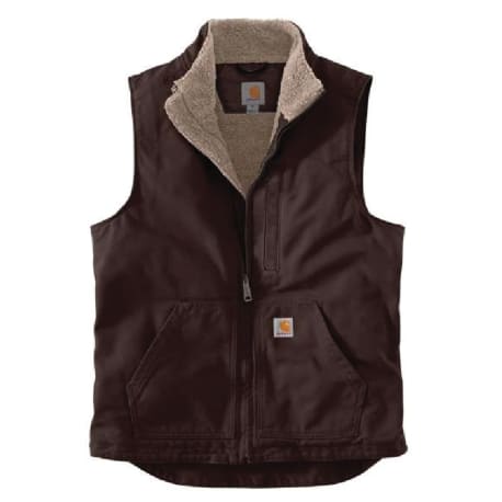 Carhartt Men's XL Dark Brown Washed Duck Sherpa Lined Mock Neck Vest