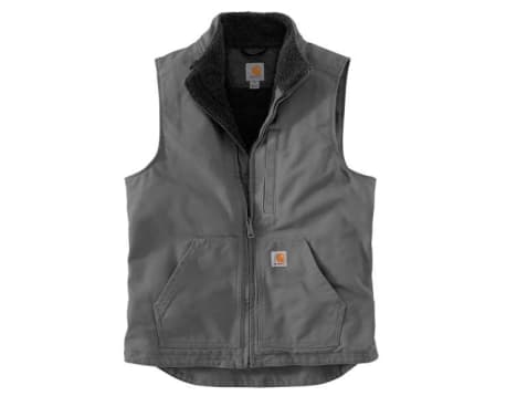 Carhartt Men's Medium Gravel Washed Duck Sherpa Lined Mock Neck Vest