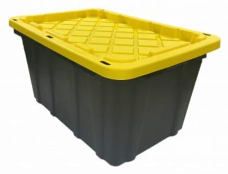 Edge Plastics 27 Gal. Heavy Duty Black with Yellow Lid Tote