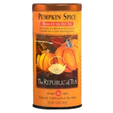 Republic of Tea Pumpkin Spice Black Tea Tin, 50 Bags