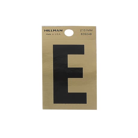 Hillman 2 in. Black & Gold Mylar Sticker Letter E