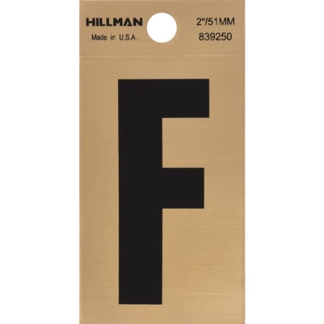 Hillman 2 in. Black & Gold Mylar Sticker Letter F