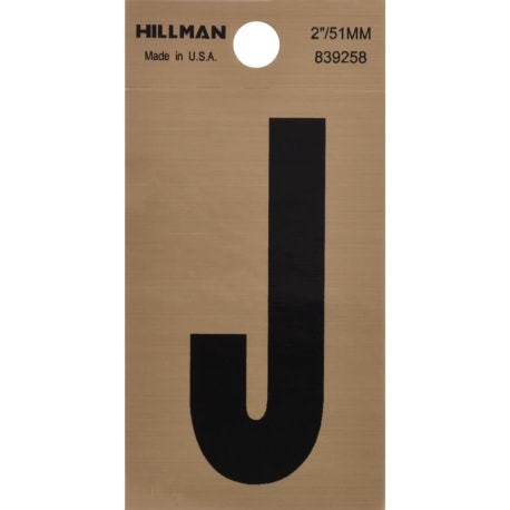 Hillman 2 in. Black & Gold Mylar Sticker Letter J