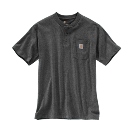 Carhartt Men's Large Carbon Heather Short Sleeve Pocket Henley Shirt