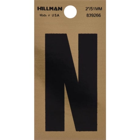 Hillman 2 in. Black & Gold Mylar Sticker Letter N