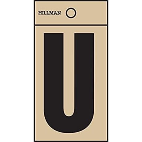 Hillman 2 in. Black & Gold Mylar Sticker Letter U