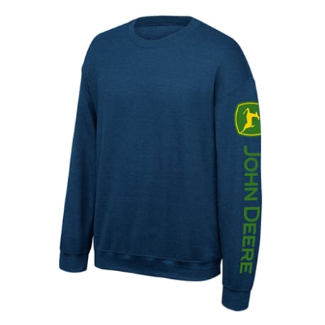 John Deere Men's Navy Fleece Crew Neck Sweatshirt, XL