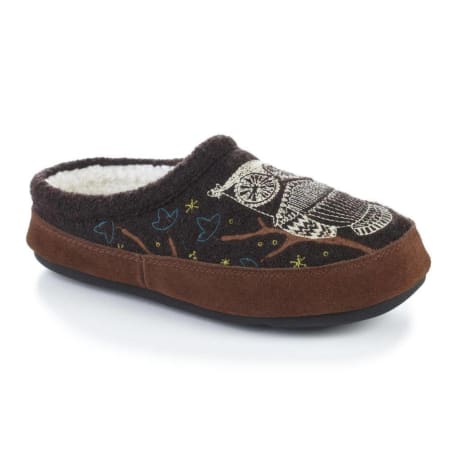 Acorn Women's Medium Chocolate Owl Forest Mule Slippers