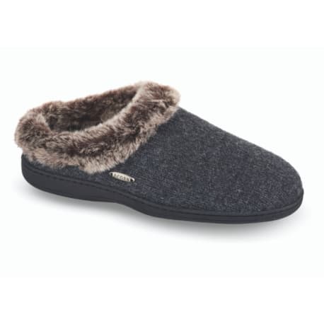 Acorn Women's Large Dark Charcoal Heathered Faux Chinchilla Ragg Slippers