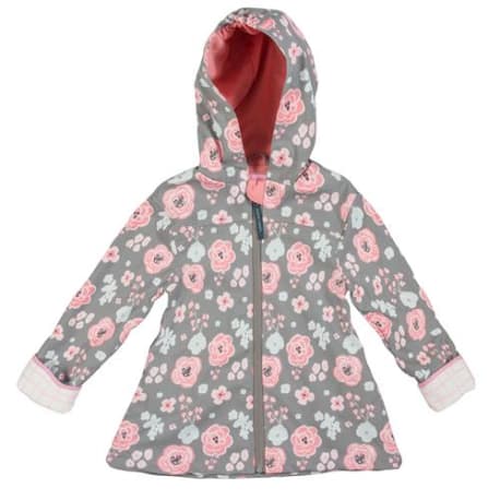 Stephen Joseph Charcoal Floral Rain Coat, Size 5/6