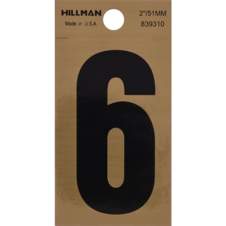 Hillman 2-In. Black & Gold Mylar Sticker Number 6