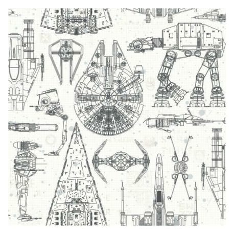 RoomMates White and Black Star Wars Blueprint Peel & Stick Wallpaper | Hartville Hardware RoomMates White and Black Star Wars Blueprint Peel & Stick Wallpaper | Hartville Hardware