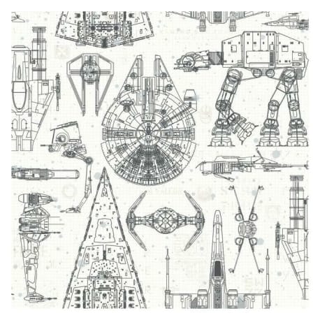 RoomMates White and Black Star Wars Blueprint Peel & Stick Wallpaper