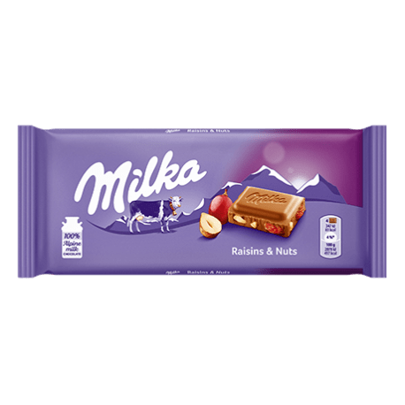 Milka Chocolate Bar with Raisins & Nuts