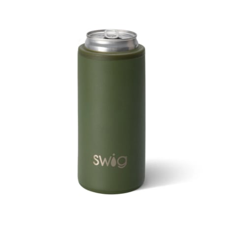 Swig Life Matte Olive Skinny Can Cooler, 12 oz.