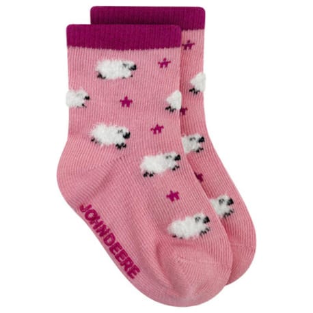 John Deere Pink Sheep Infant Crew Socks, 12-24 Months