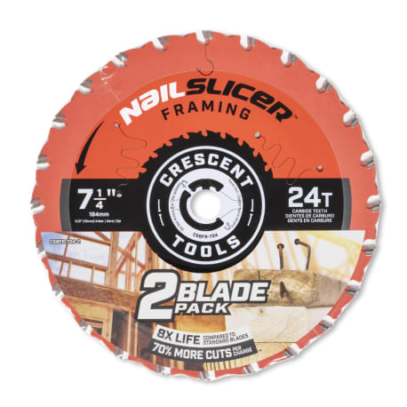 Crescent Apex 7-1/4" x 24" Tooth NailSlicer Framing Circular Saw Blade, 2-Pack