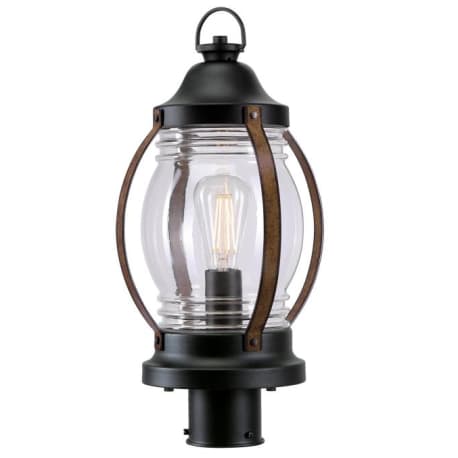 Westinghouse Canyon Black & Barnwood with Clear Glass Outdoor Post Top Fixture, 18.5 in.