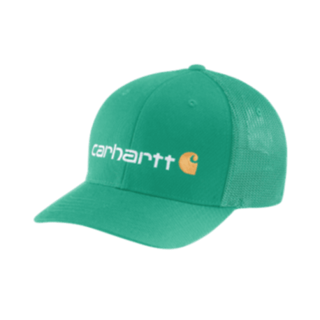 Carhartt Men's M/L Sea Green Fitted Canvas Mesh Back Graphic Patch Cap