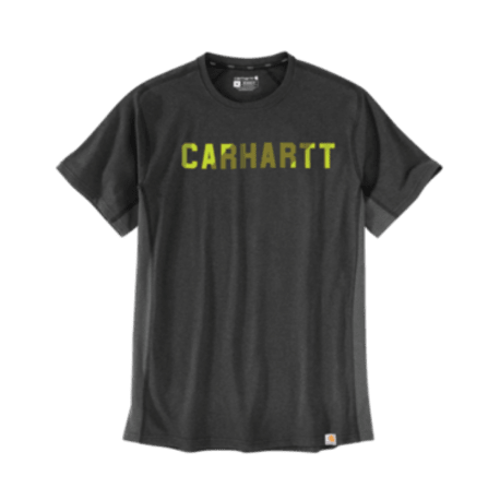 Carhartt Men's Small Carbon Heather Force Short Sleeve Block Logo Graphic Shirt