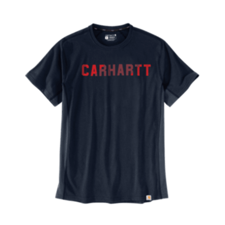 Carhartt Men's Medium Navy Force Relaxed Fit Short Sleeve Block Logo Shirt