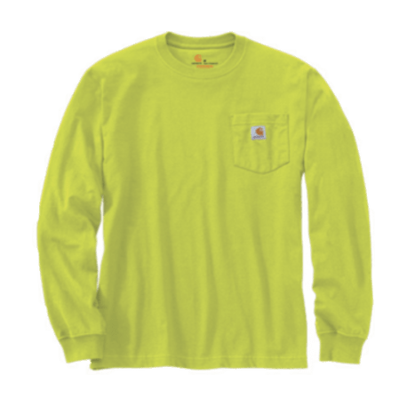 Carhartt Men's 2XL Brite Lime Long Sleeve Pocket Shirt