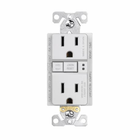 Eaton GFCI Duplex Outlet, Silver Granite