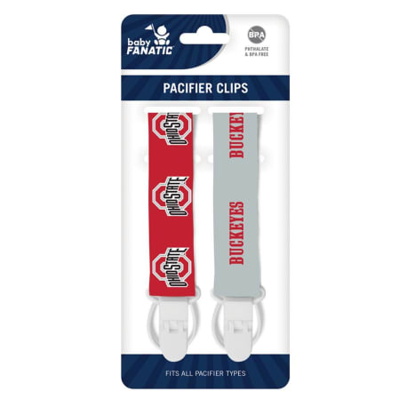 Baby Fanatic NCAA Ohio State Pacifier Clips, 2-Pack