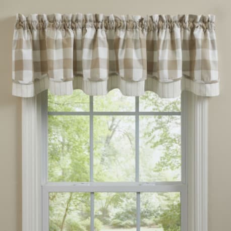 Park Designs Natural Wicklow Check Lined Layered Valance, 16 x 72 in.